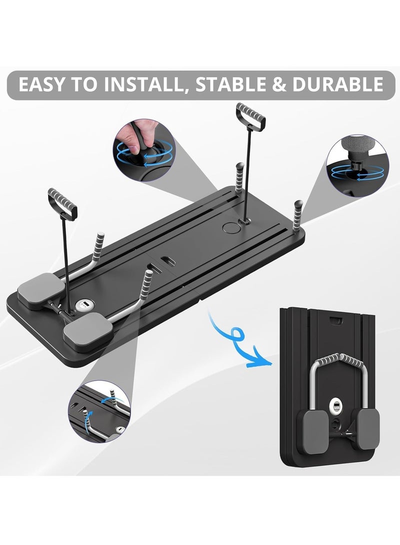 لوح البطن، مجموعة بيلاتس ريفورمر، لوح بيلاتس ريفورمر قابل للطي متعدد الأغراض، معدات بيلاتس عالية القوة لوح لياقة بدنية محمول للمنزل للنساء والرجال (أسود) - Image 3