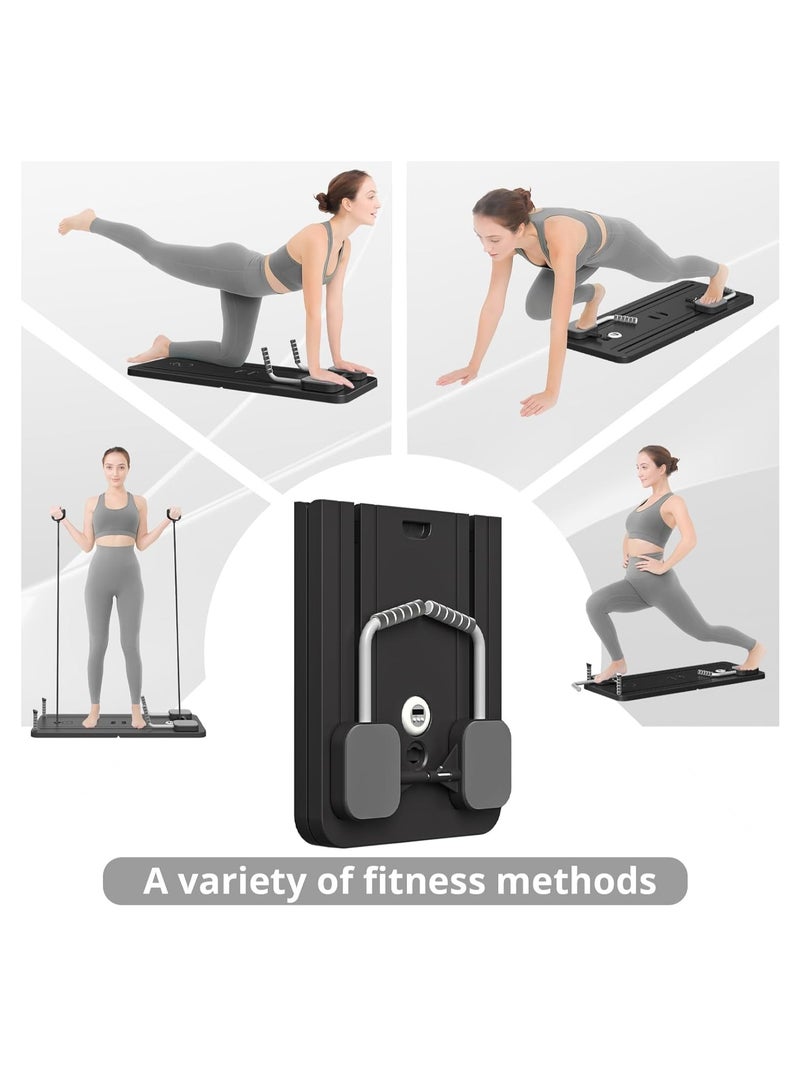 لوح البطن، مجموعة بيلاتس ريفورمر، لوح بيلاتس ريفورمر قابل للطي متعدد الأغراض، معدات بيلاتس عالية القوة لوح لياقة بدنية محمول للمنزل للنساء والرجال (أسود) - Image 4