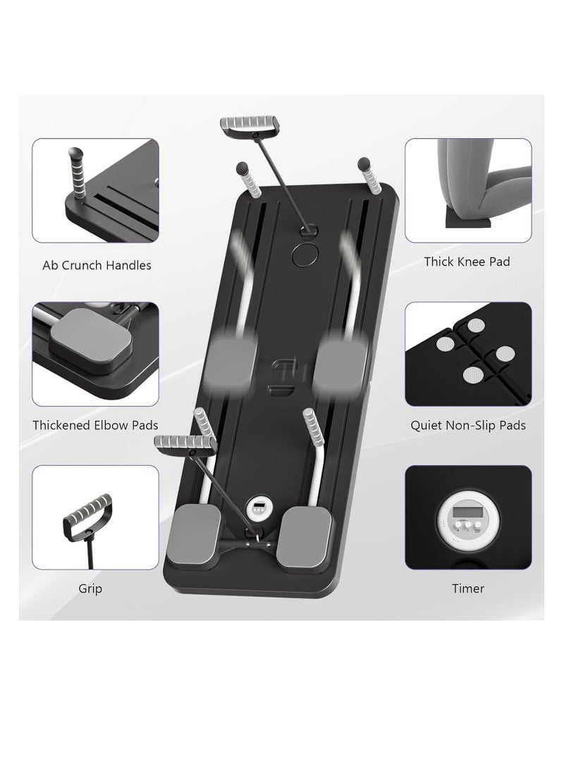 لوح البطن، مجموعة بيلاتس ريفورمر، لوح بيلاتس ريفورمر قابل للطي متعدد الأغراض، معدات بيلاتس عالية القوة لوح لياقة بدنية محمول للمنزل للنساء والرجال (أسود) - Image 5