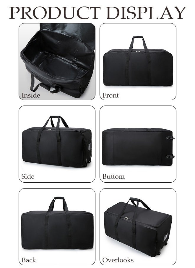 Expandable Foldable Rolling Duffle Bag with 2 Wheels,Suitcase Collapsible Rolling Travel Luggage Bag Duffel Bag for Men and Women Lightweight Suitcases without Telescoping Handle