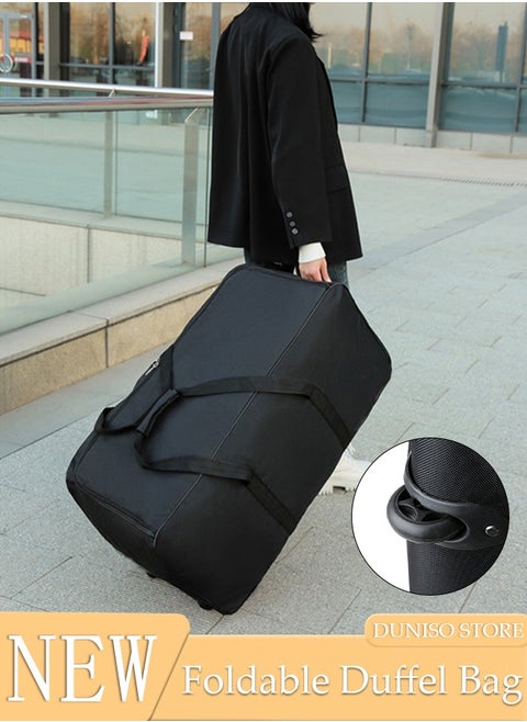Expandable Foldable Rolling Duffle Bag with 2 Wheels,Suitcase Collapsible Rolling Travel Luggage Bag Duffel Bag for Men and Women Lightweight Suitcases without Telescoping Handle