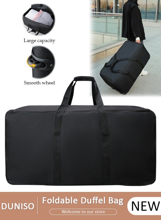 DUNISO Expandable Foldable Rolling Duffle Bag with 2 Wheels,Suitcase Collapsible Rolling Travel Luggage Bag Duffel Bag for Men and Women Lightweight Suitcases without Telescoping Handle - Image 1