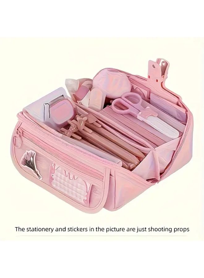 Pink Large Capacity Creative Pencil Case with Multifunctional Desktop Storage Bag - Image 5