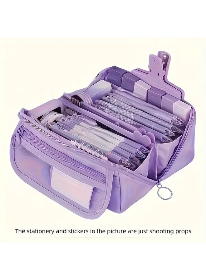 Pink Large Capacity Creative Pencil Case with Multifunctional Desktop Storage Bag - Image 2