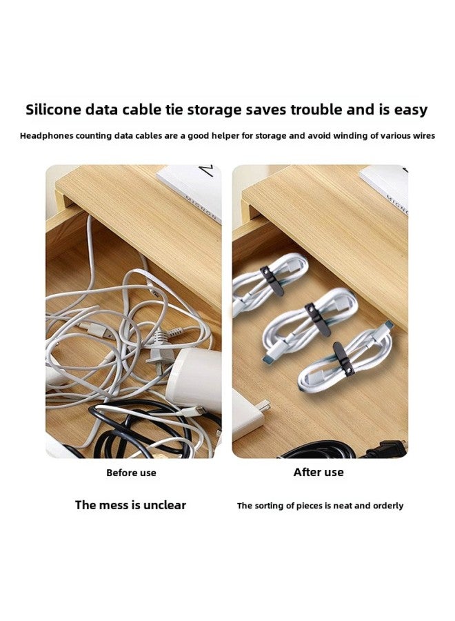 Loquat Silicone Cable Tie With Data Cable Tie Charging Wire Management Artifact Silicone Cable Winder Bundle Storage-Color:Black - Image 4