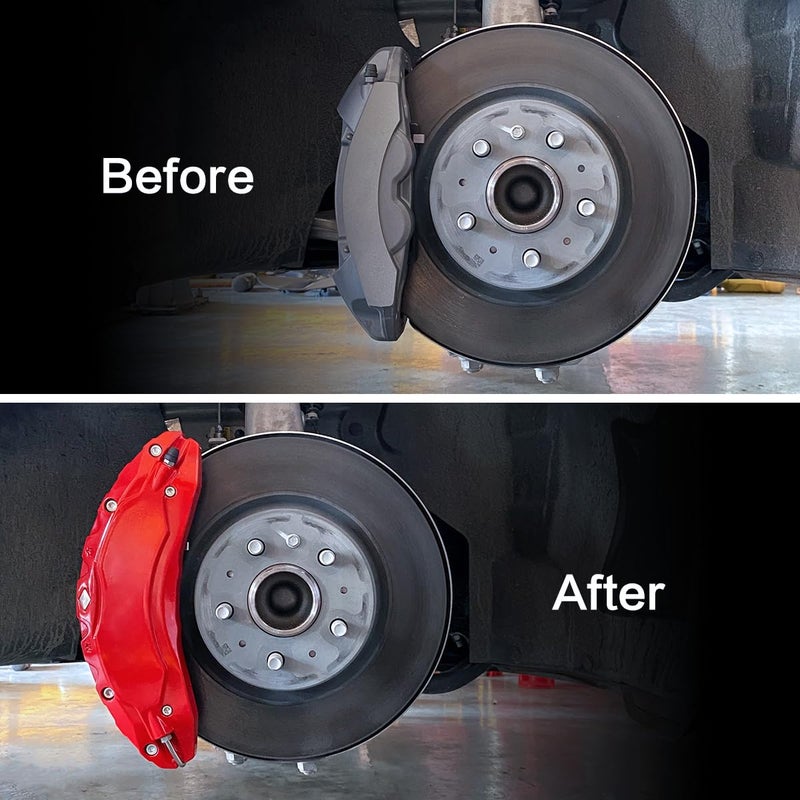 Generic Weishine - Brake Caliper Covers Set of 4 Compatible with Tesla model 3 Accessories，2017-2023 18/19 inch Wheel Hub Brake Caliper Covers -Fit For Tesla Model3 Red Brake Caliper (red)  - Image 2