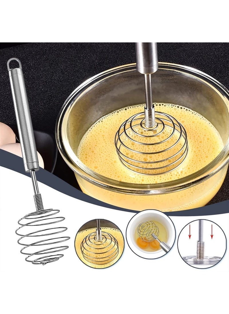 DHYANI DHYANI Spring Egg Beater Handheld Steel Wire Egg Whisk Hand Egg Mixer Eggbeater Whisking Blender Stirring Beater Milk Cream Frother Flour Stirrer for Family Restaurant Kitchen  - Image 2