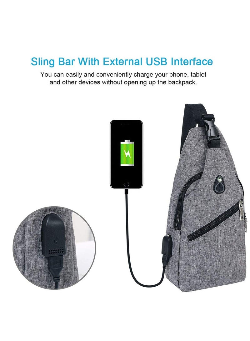 KASTWAVE Sling Bag, Chest Bag with USB Charging Port, Men Lightweight Crossbody For Hiking,Cycling, Traveling - Image 3