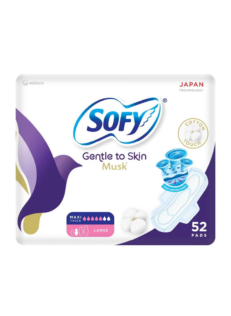 Sofy Anti-Bacterial With Musk, Slim, Large 29 Cm, Sanitary Pads With Wings, Pack Of 1, 52 Pads - Image 2