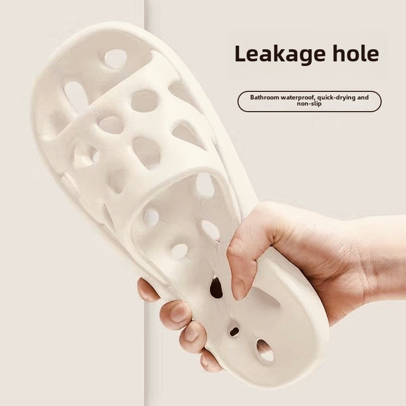 2023 Summer Bathroom Slippers Non-Slip Indoor Couples Creamy-white - Image 1