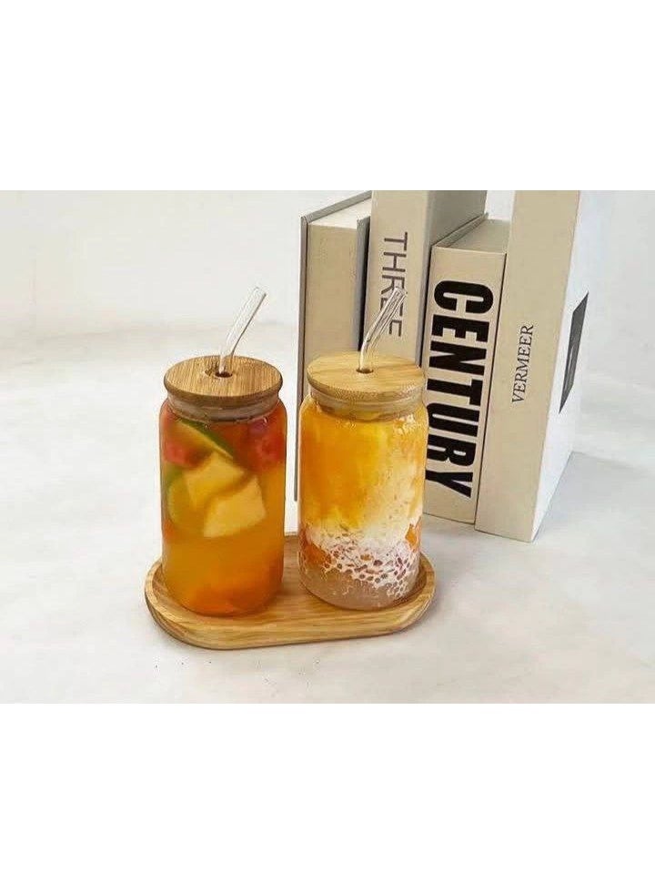 Pyrex Glass Coffee Jar with Wooden Lid and Straw – Heat & Cold Resistant, Reusable Drink Tumbler for Iced Coffee, Tea, and Smoothies  - Image 2