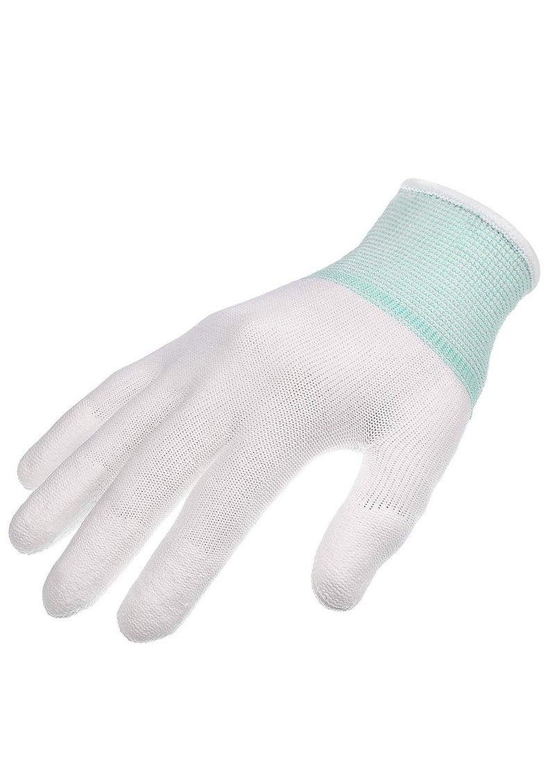 Y&D 12 Pairs Quilting Grip Gloves Household Machine Sewing for Free-Motion Finger White Nylon Quilters Free Motion (Green Medium Size)  - Image 3