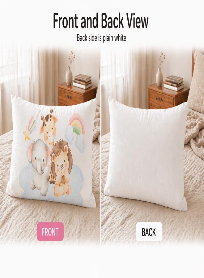 Hoolloomooloo Kids Pillow 12x18 Inch, Soft Polyester Fabric, Cute Jungle Animal Cartoon Print (Elephant, Lion & Giraffe with Rainbow), Baby Pillow for 1–5 Years, Neck Support Cushion – Pack of 1 - Image 2