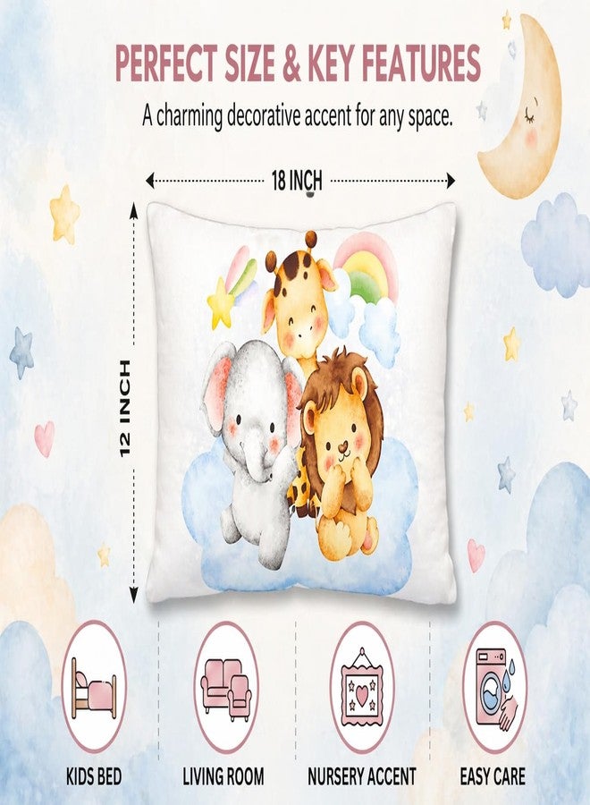 Hoolloomooloo Kids Pillow 12x18 Inch, Soft Polyester Fabric, Cute Jungle Animal Cartoon Print (Elephant, Lion & Giraffe with Rainbow), Baby Pillow for 1–5 Years, Neck Support Cushion – Pack of 1 - Image 3