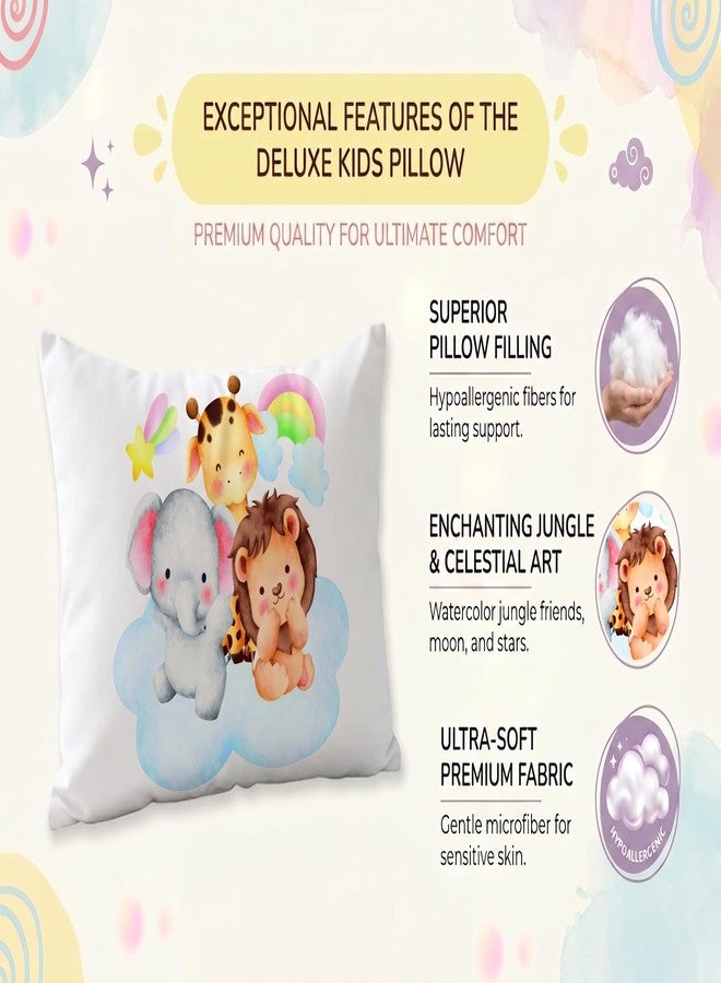 Hoolloomooloo Kids Pillow 12x18 Inch, Soft Polyester Fabric, Cute Jungle Animal Cartoon Print (Elephant, Lion & Giraffe with Rainbow), Baby Pillow for 1–5 Years, Neck Support Cushion – Pack of 1 - Image 5