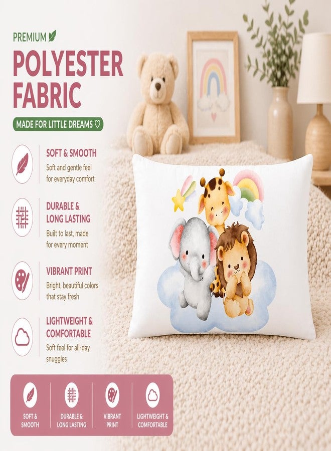 Hoolloomooloo Kids Pillow 12x18 Inch, Soft Polyester Fabric, Cute Jungle Animal Cartoon Print (Elephant, Lion & Giraffe with Rainbow), Baby Pillow for 1–5 Years, Neck Support Cushion – Pack of 1 - Image 4