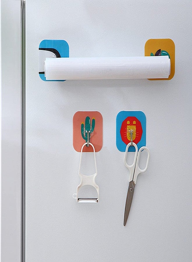 EBOFAB 10 Pcs Fancy Self Adhesive Plastic Wall Hooks Sticker Heavy Duty Hooks for Hanging 3KG (Max) Keys Coats Hats Bags Ceiling Kitchen Accessories(Random Design & Color) 7.5x8.5 cm - Image 4