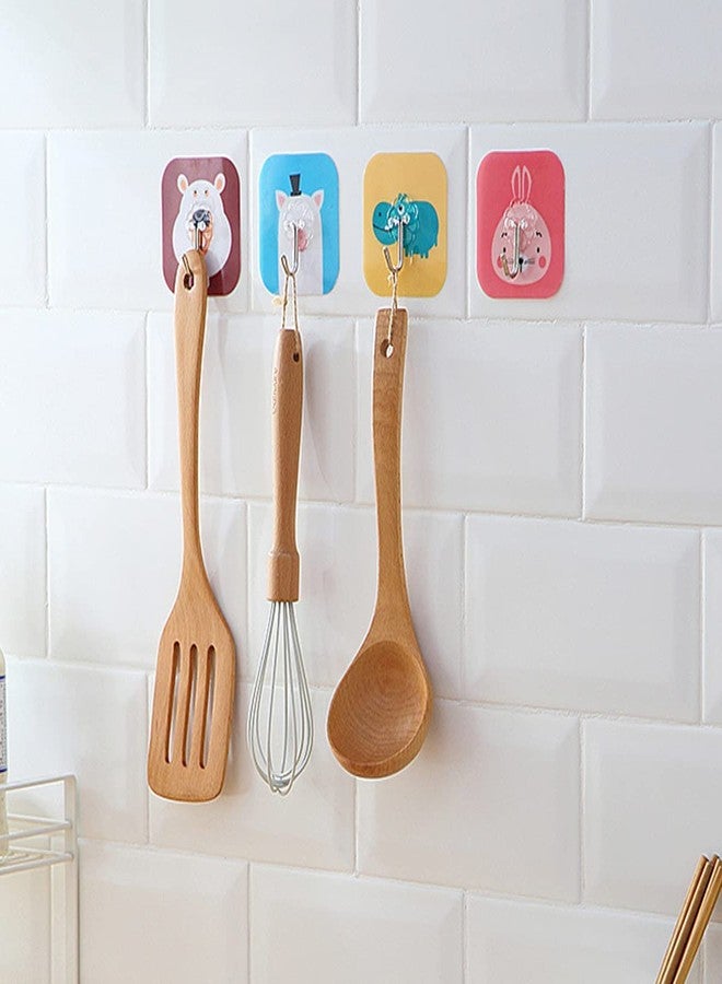 EBOFAB 10 Pcs Fancy Self Adhesive Plastic Wall Hooks Sticker Heavy Duty Hooks for Hanging 3KG (Max) Keys Coats Hats Bags Ceiling Kitchen Accessories(Random Design & Color) 7.5x8.5 cm - Image 5