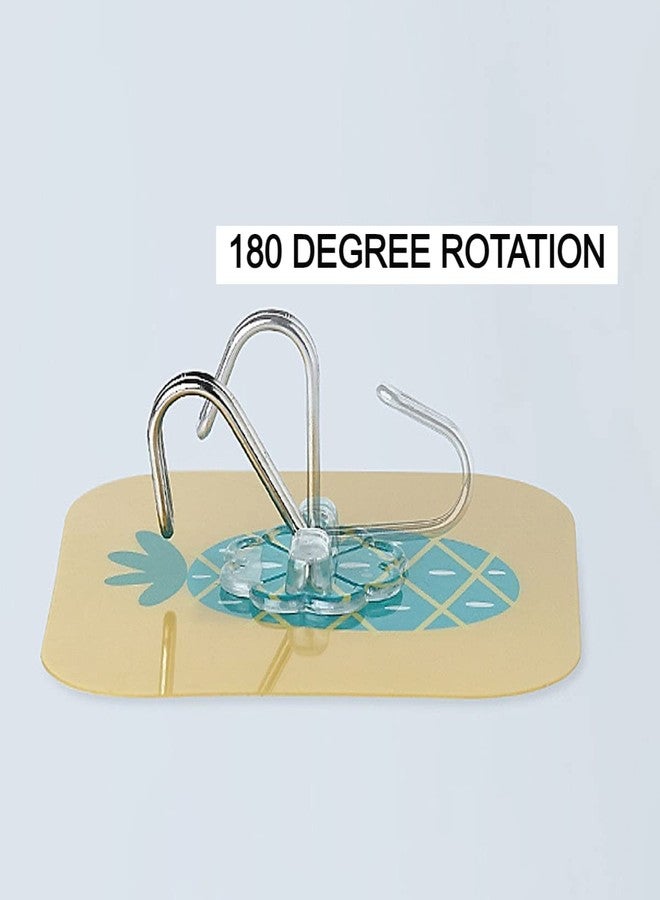 EBOFAB 10 Pcs Fancy Self Adhesive Plastic Wall Hooks Sticker Heavy Duty Hooks for Hanging 3KG (Max) Keys Coats Hats Bags Ceiling Kitchen Accessories(Random Design & Color) 7.5x8.5 cm - Image 3