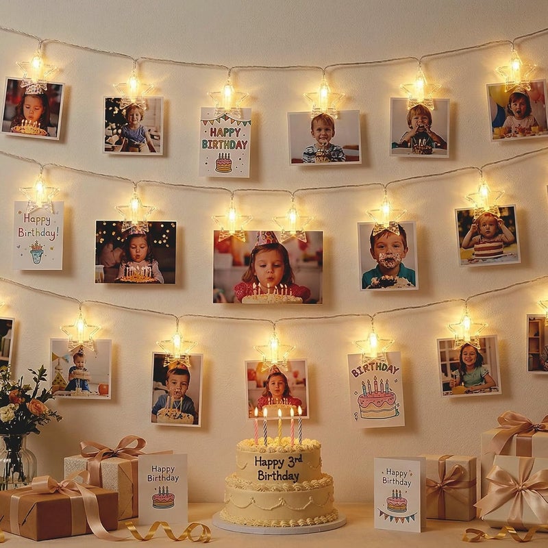 9.85Ft 20 Heart-Shaped Photo String with Clips for Hanging Pictures | Clear Photo Clip Lights for Indoor/Outdoor Wall Bedroom Wedding Birthday Party Home Decorations (Heart) - Image 2