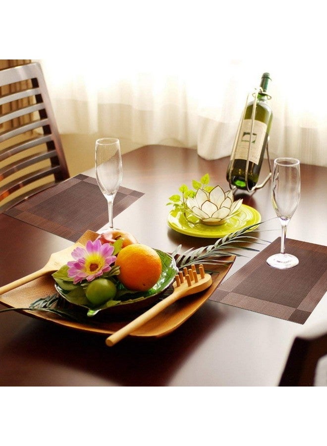 Baskety (Set of 4 PCS) Colorful Mats Place Mats Tablemates Dining Tablemates Washable Heat-Resistant for Dining Table 30cm*45 cm Dining Table Kitchen Placemats(Brown) - Image 3