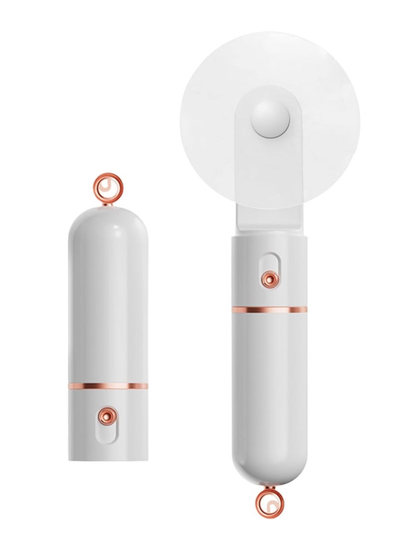 عام مروحة محمولة، مروحة صغيرة قابلة لإعادة الشحن عبر USB، مروحة جيب صغيرة شخصية بثلاث سرعات، مروحة تعمل بالبطارية مع بنك الطاقة، مروحة يد للسفر للفتيات والنساء في الهواء الطلق، أبيض - Image 1