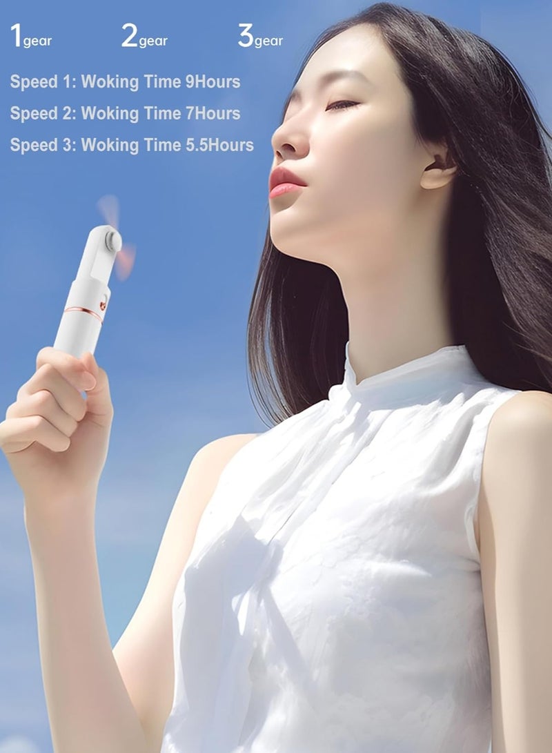 عام مروحة محمولة، مروحة صغيرة قابلة لإعادة الشحن عبر USB، مروحة جيب صغيرة شخصية بثلاث سرعات، مروحة تعمل بالبطارية مع بنك الطاقة، مروحة يد للسفر للفتيات والنساء في الهواء الطلق، أبيض - Image 2