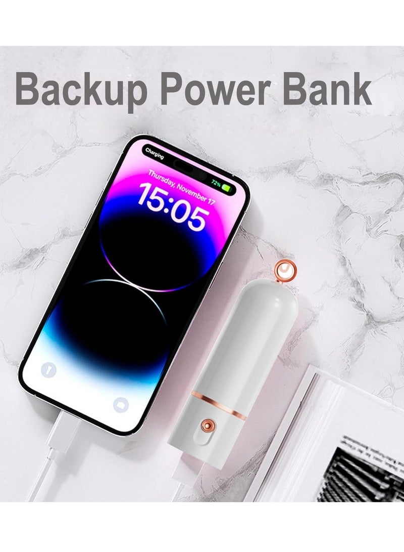 عام مروحة محمولة، مروحة صغيرة قابلة لإعادة الشحن عبر USB، مروحة جيب صغيرة شخصية بثلاث سرعات، مروحة تعمل بالبطارية مع بنك الطاقة، مروحة يد للسفر للفتيات والنساء في الهواء الطلق، أبيض - Image 4