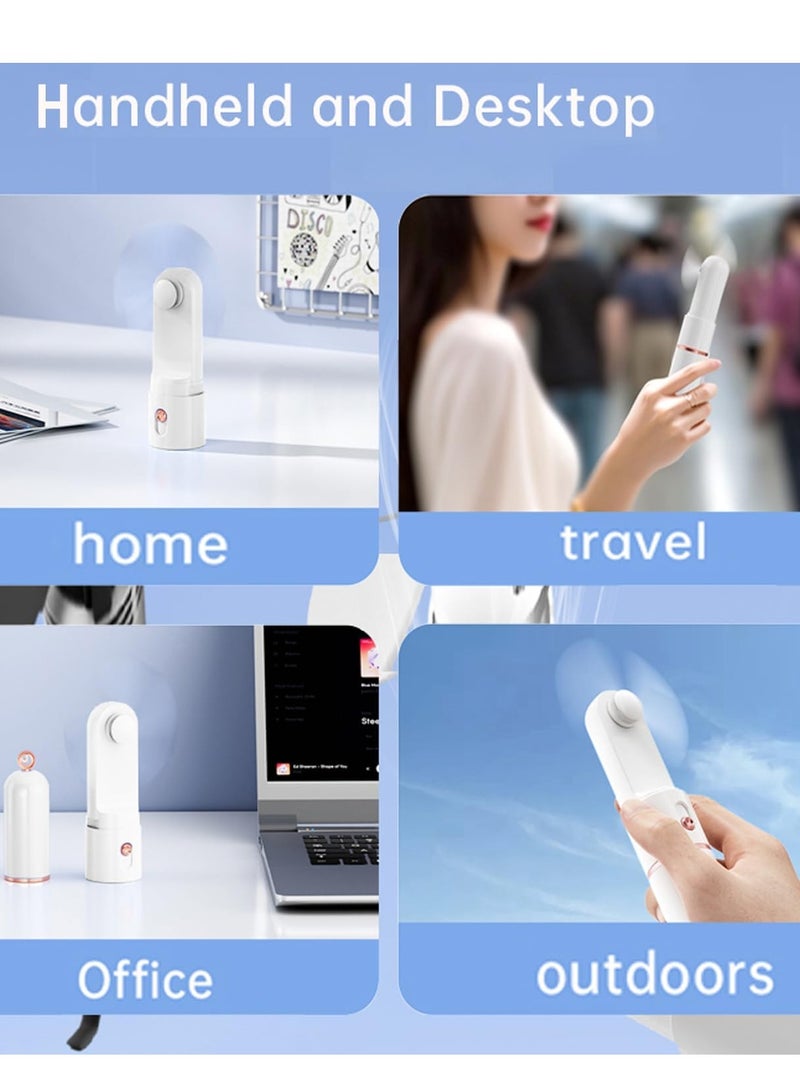 عام مروحة محمولة، مروحة صغيرة قابلة لإعادة الشحن عبر USB، مروحة جيب صغيرة شخصية بثلاث سرعات، مروحة تعمل بالبطارية مع بنك الطاقة، مروحة يد للسفر للفتيات والنساء في الهواء الطلق، أبيض - Image 5