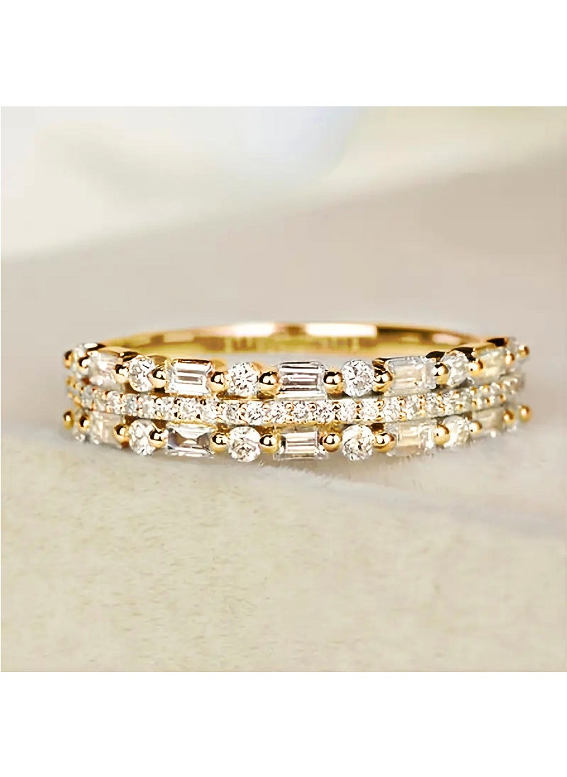 Generic - Korean INS Style Multi-Layer Sparkling Rings Q409 gold - Image 1
