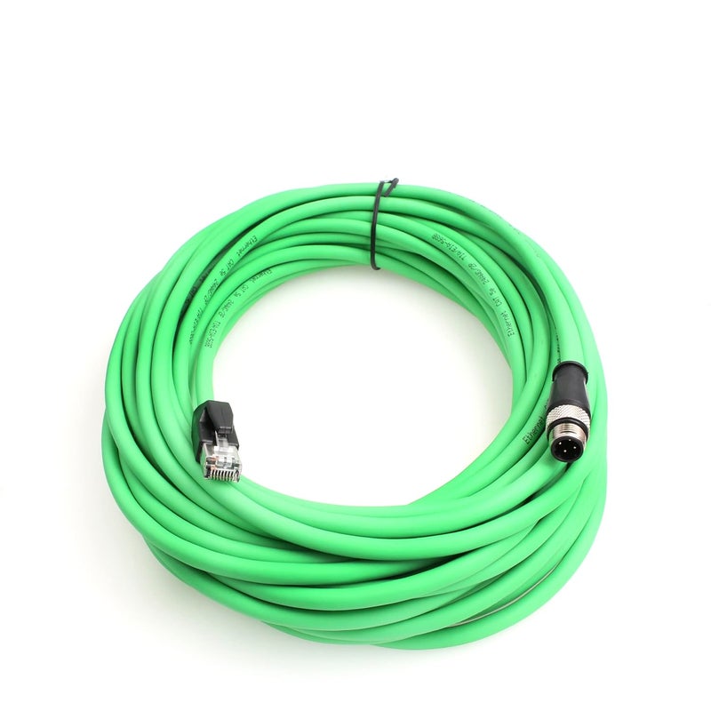 Eonvic M12 4-pin Male to RJ45 E4 Plug High Flex Cat5e Industrial Ethernet Cable Dynamic PUR (20M, Green) - Image 1