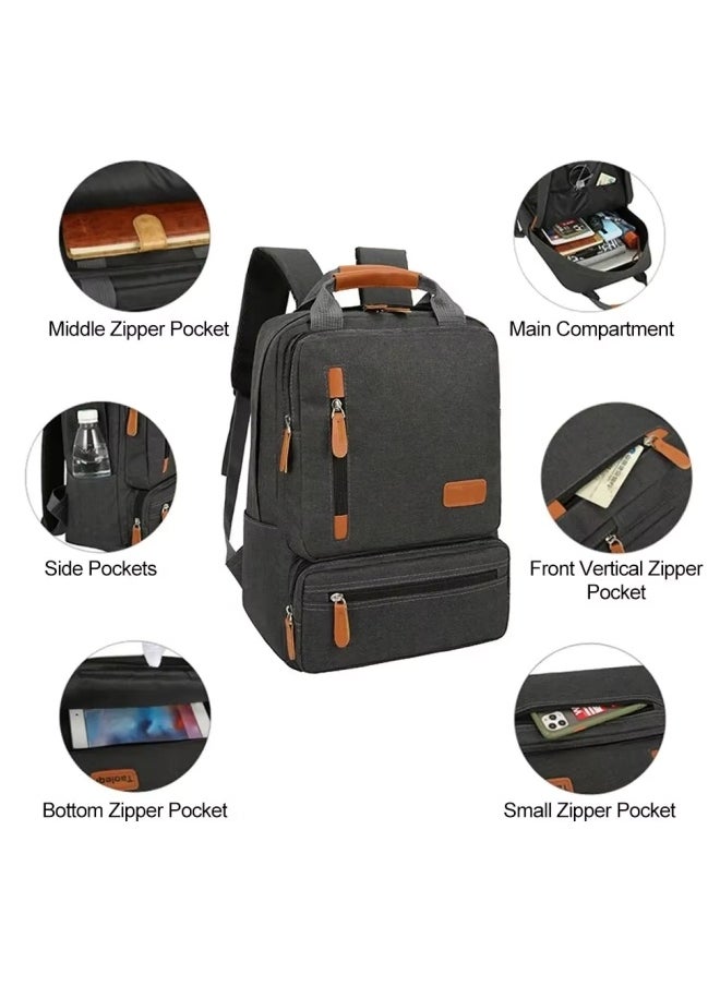 Generic 3pc Sets Laptop Bag,15.7 Inch,Work Business Backpacks Purse Waterproof Computer College Backpacks,Large Capacity Laptop Bag,Backbag 3 Sets Casual Daypack For Travel(Black)  - Image 4