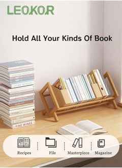 LEOKOR Wood Tilting Bookcase Simple Style Desktop Display Shelf Book Stationery Organizer Magazine Holder Storage Rack Suitable for Home Office Study Living Bedroom, Brown  - Image 2