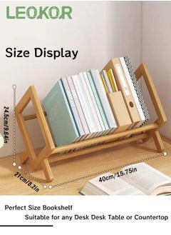 LEOKOR Wood Tilting Bookcase Simple Style Desktop Display Shelf Book Stationery Organizer Magazine Holder Storage Rack Suitable for Home Office Study Living Bedroom, Brown  - Image 4