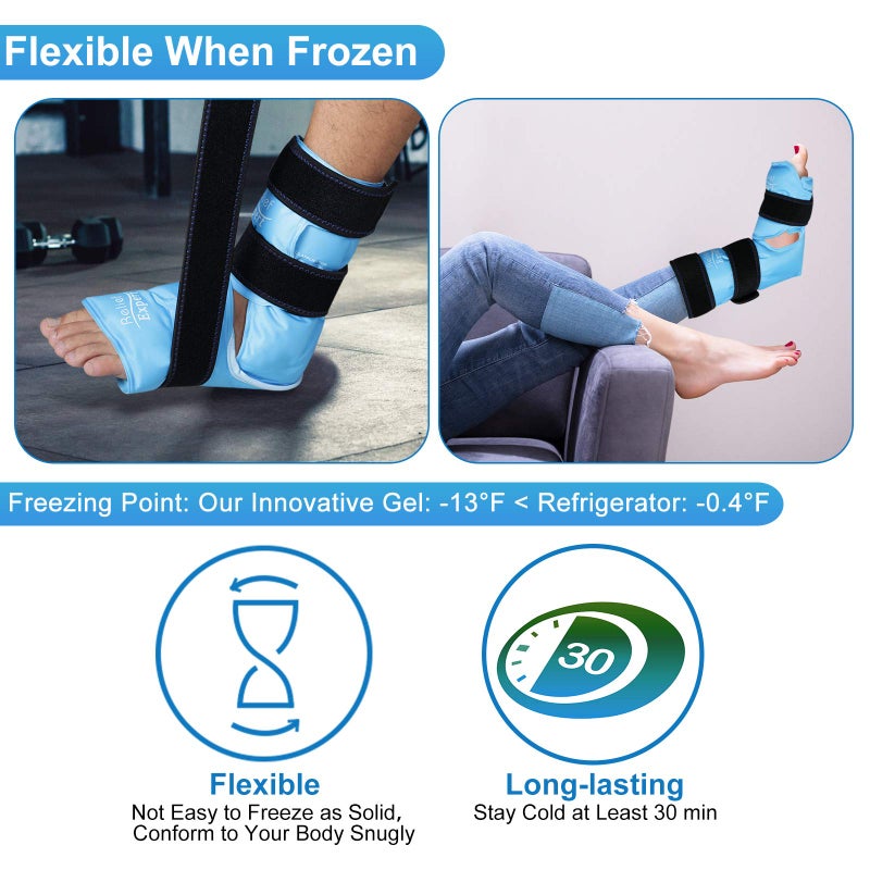 Relief Expert Ankle Ice Pack Wrap â€“ Reusable Cold Gel Pack for Foot and Heel, Dual-Sided Design with Soft Plush Lining, Flexible Cold Compress for Achilles and Ankle Support, Blue - Image 2
