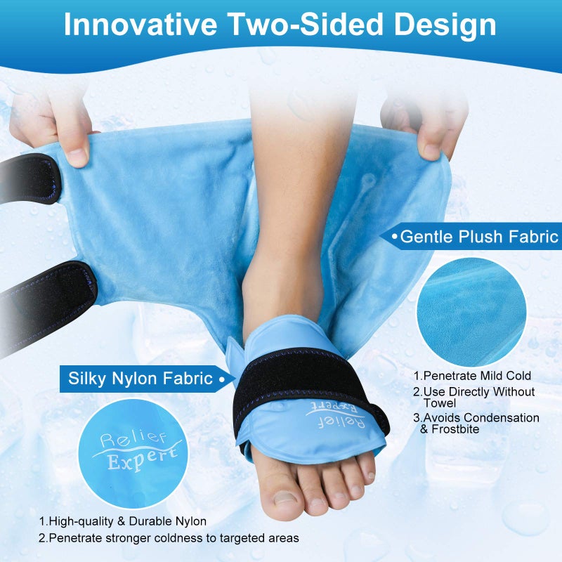 Relief Expert Ankle Ice Pack Wrap â€“ Reusable Cold Gel Pack for Foot and Heel, Dual-Sided Design with Soft Plush Lining, Flexible Cold Compress for Achilles and Ankle Support, Blue - Image 5