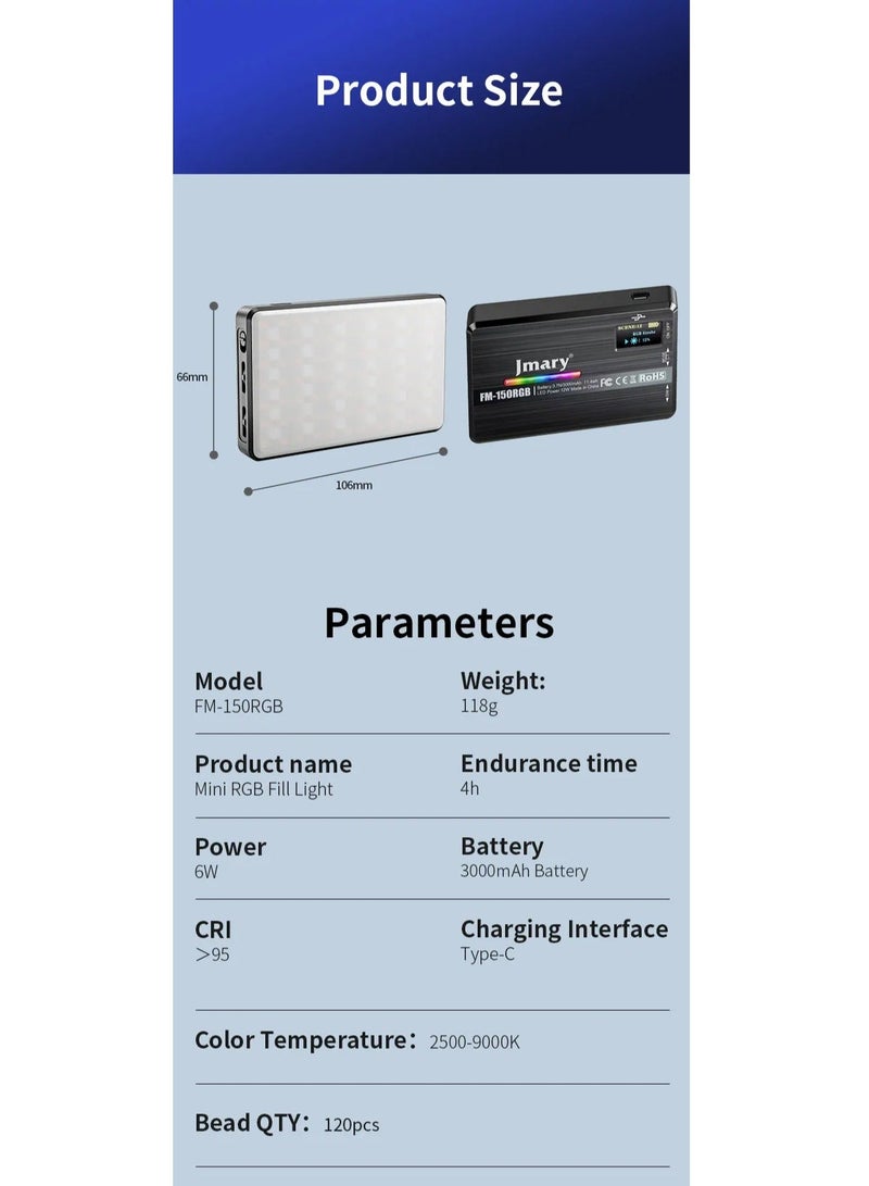 Jmary FM-150RGB Video RGB Fill Light - Image 4