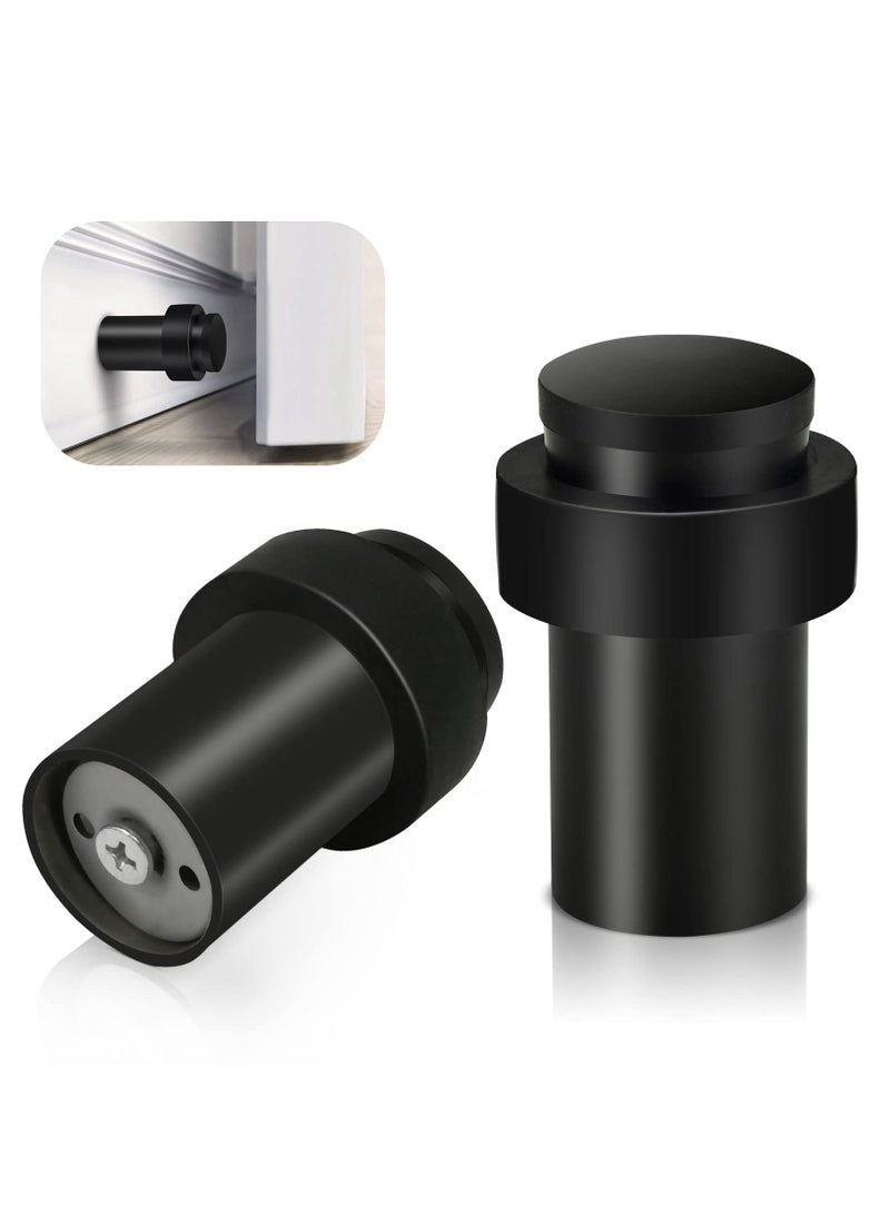 Y&D Door Stoppers, Floor Mounted Stop Black Heavy Duty Doorstop Stainless Steel Modern Stops Bumper Wall Protector Decorative Solid Rubber Tall Stopper for Skirtings (2 Pack)  - Image 1