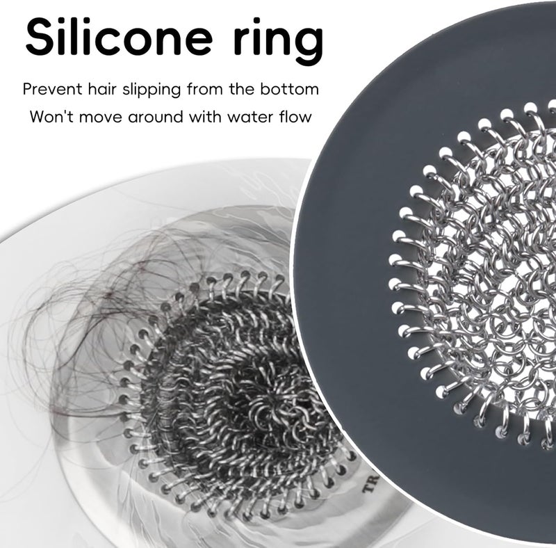 TRAPMATE 2 Pack Bathroom Sink Drain Strainer, 4.4" Fast Drainage Shower Drain Hair Catcher, Anti-Slip Bathtub Drain Hair Catcher, Stainless Steel Shower Drain Cover for Tub, Sink (Patented Product) - Image 3