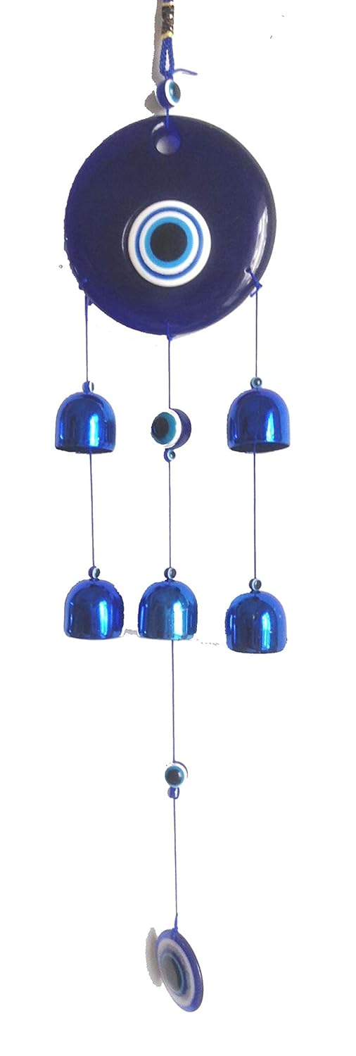 Tej Gifts Feng Shui Vastu Evil Eye with 5 Metal Bells Hanging Amulet DoorWall Hanging for HomeOfficeCar Nazar Suraksha Kavach Good Luck Gift Item 36 CM - Image 2