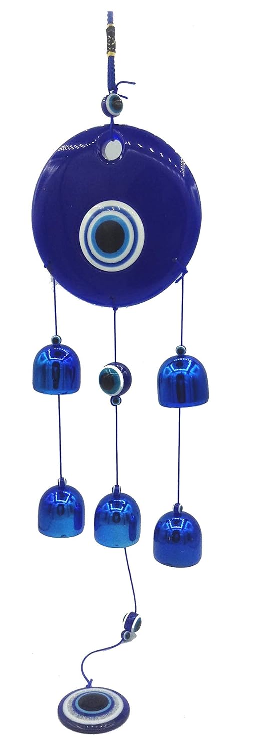 Tej Gifts Feng Shui Vastu Evil Eye with 5 Metal Bells Hanging Amulet DoorWall Hanging for HomeOfficeCar Nazar Suraksha Kavach Good Luck Gift Item 36 CM - Image 3