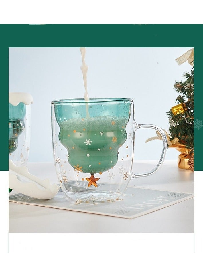 Double Layer Insulated Christmas Cup With Lid Coffee Cup High Borosilicate Glass Cup Wholesale High Temperature Resistant And High Aesthetic Glass Cup  - Image 1