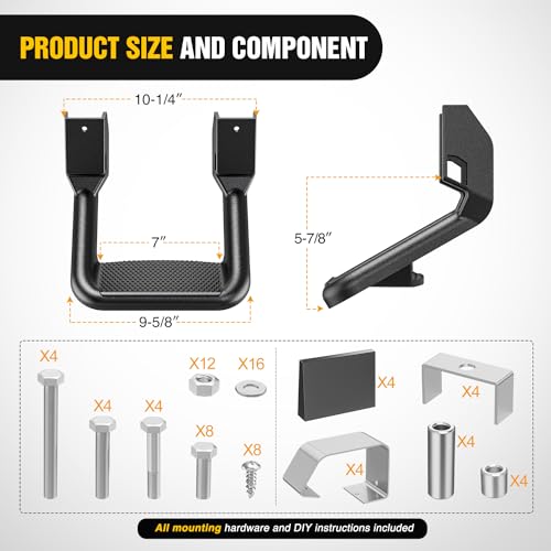 Nilight Universal Side Step Slip-Proof Aluminum Side Hoop Steps Nerf Bars Assembly Black 2 Pcs (1 Pair) for Chevy (Chevrolet) Ford Toyota GMC Dodge RAM - Image 2