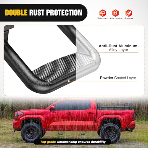 Nilight Universal Side Step Slip-Proof Aluminum Side Hoop Steps Nerf Bars Assembly Black 2 Pcs (1 Pair) for Chevy (Chevrolet) Ford Toyota GMC Dodge RAM - Image 3