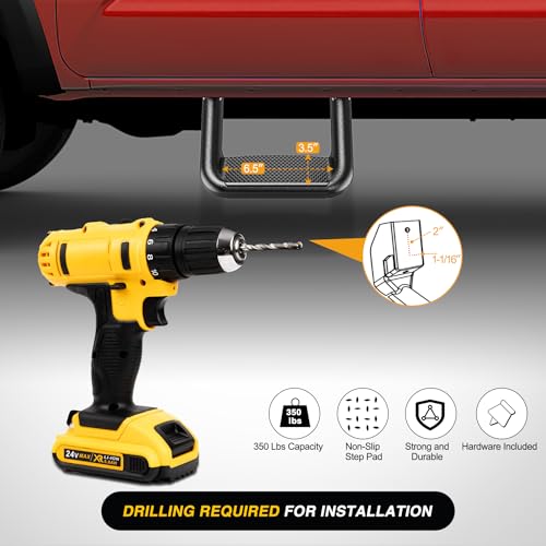 Nilight Universal Side Step Slip-Proof Aluminum Side Hoop Steps Nerf Bars Assembly Black 2 Pcs (1 Pair) for Chevy (Chevrolet) Ford Toyota GMC Dodge RAM - Image 5