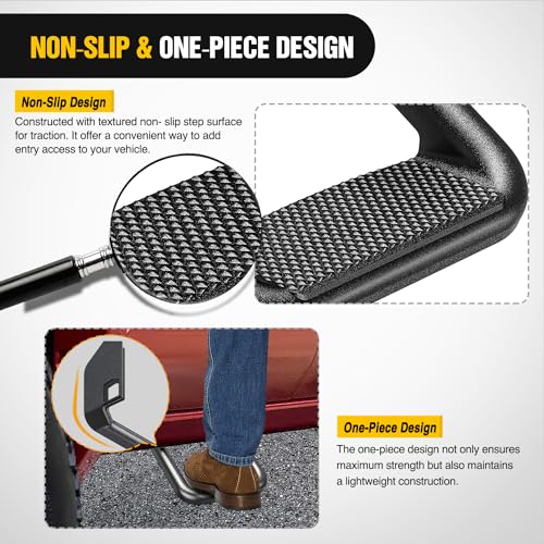 Nilight Universal Side Step Slip-Proof Aluminum Side Hoop Steps Nerf Bars Assembly Black 2 Pcs (1 Pair) for Chevy (Chevrolet) Ford Toyota GMC Dodge RAM - Image 4