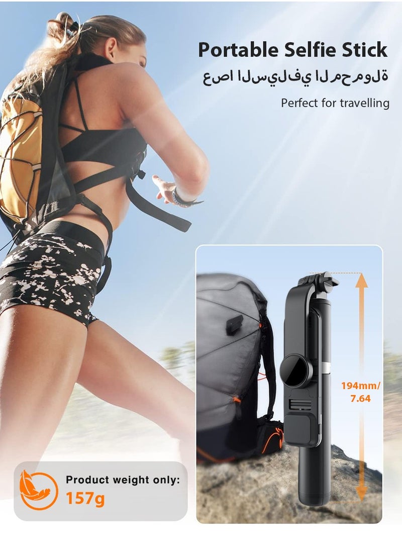 DPTER - Selfie Stick Tripod with fill light, Extendable Aluminum Tripod Stand with Rechargeable Bluetooth Remote, Compatible with iPhone and Android Smartphones, Perfect for Travel, Vlog, Video and Photo - Image 1