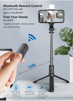DPTER Selfie Stick Tripod with fill light, Extendable Aluminum Tripod Stand with Rechargeable Bluetooth Remote, Compatible with iPhone and Android Smartphones, Perfect for Travel, Vlog, Video and Photo  - Image 5