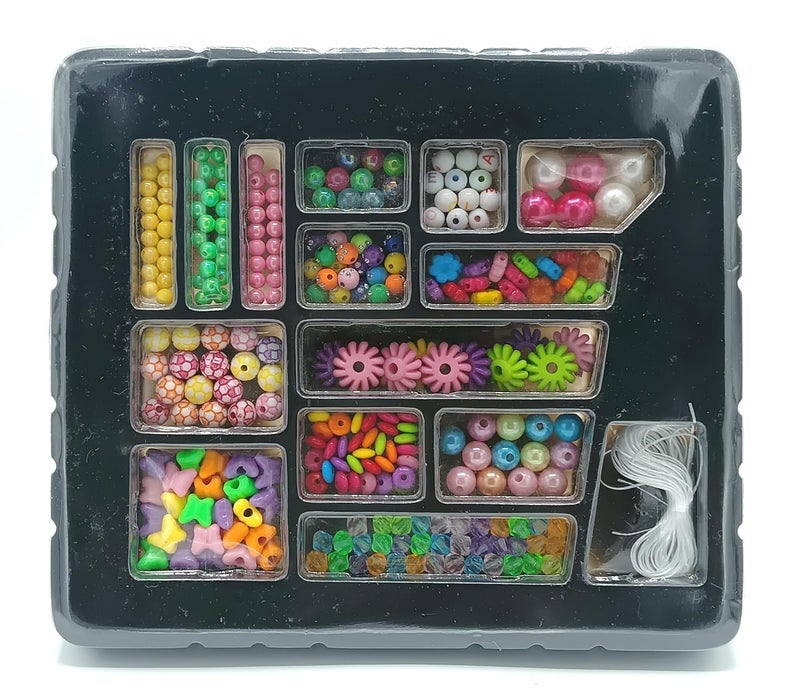 Gold Leaf GOLD LEAF Jewelery Design Loom Beads,270 Pcs Assorted Design Loom Beads with Thread Perfect for Kids Jewellery, Keychain and Bag Dangler Making  - Image 2