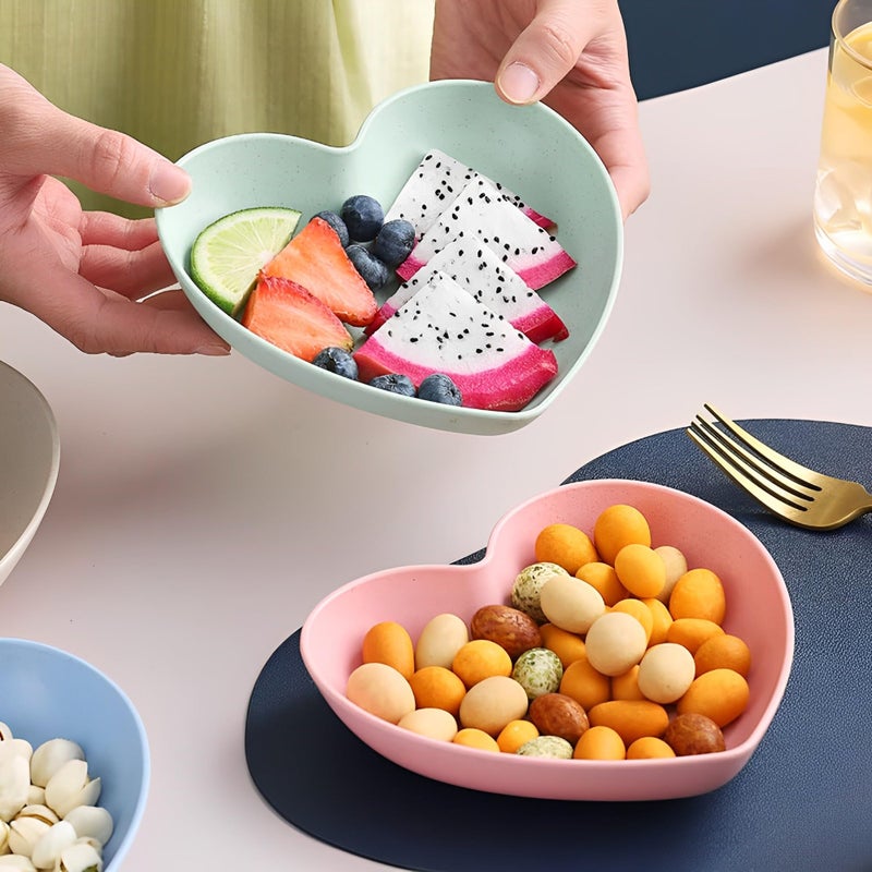 yomith 6 Inch Heart Shape Mini Dipping Sauces Bowls, Unbreakable Wheat Straw Small Snack Dessert Dishes, Salad Plates for Sushi Side Dish Fruit Appetizer Cake (Pink, Pack of 10) - Image 3